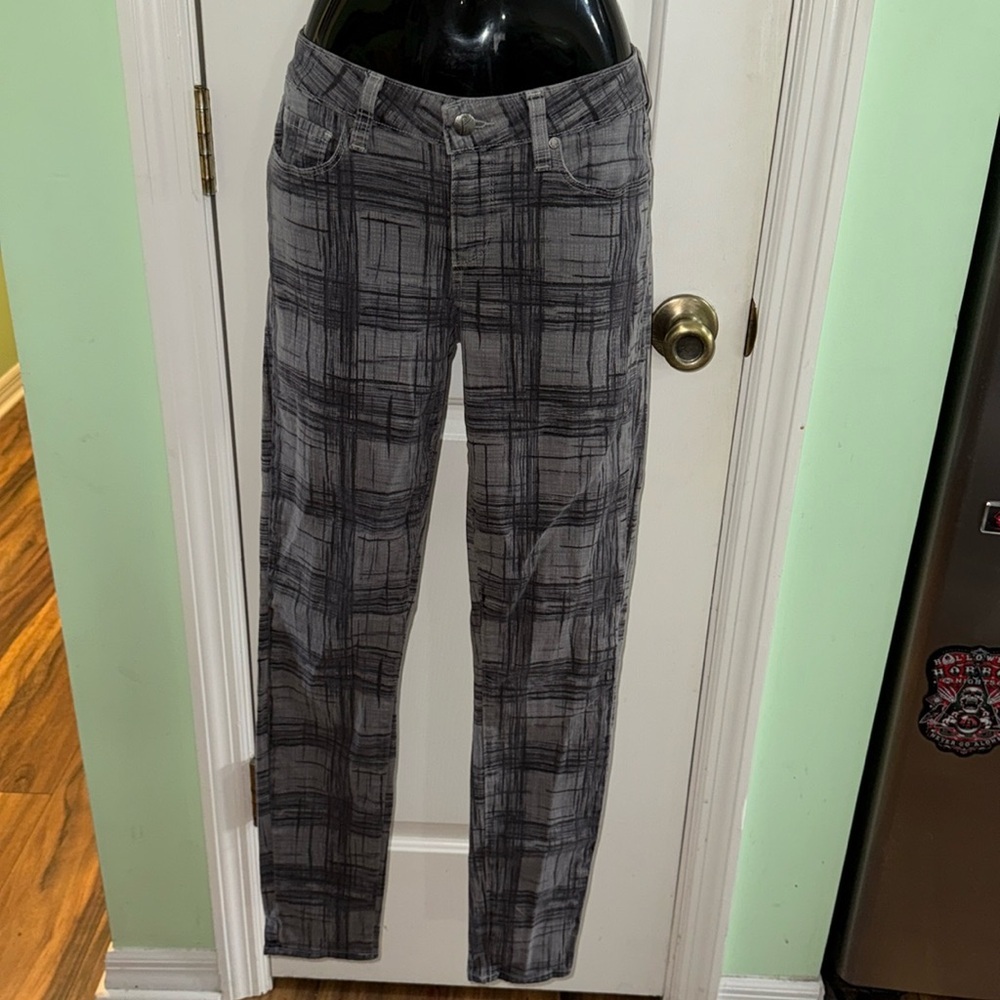 Paige Grey Abstract Pattern  Peg Super Skinny Ankle Denim Jeans Stylish Size 27
